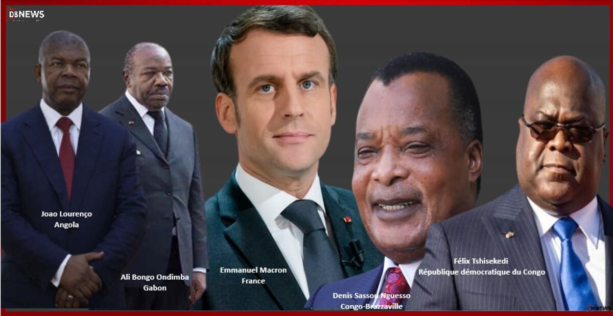 Emmanuel Macron : 5 jours en Afrique centrale. Montage ©DBNEWS