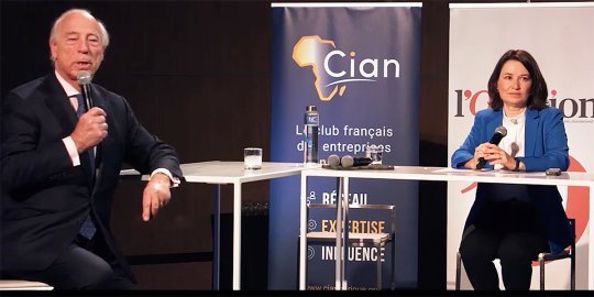 Étienne GIROS, Président du Cian, et Sandrine SORIEUL, Directrice générale, présentant le Barème 2022 du Cian, lors du Forum Afrique de l’association, à Paris le 18 avril 2023. © Capture vidéo Cian.