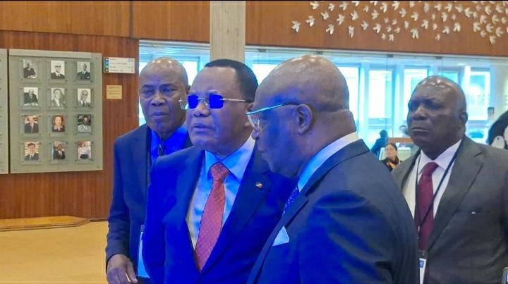 Les diplomates congolais Jean-Claude Gakosso, Henri Ossebi ,Jacques Obia et Sauve Gérard le 6 octobre à l'Unesco@MAE / Congo
