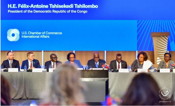Félix-Antoine Tshisekedi à la table-ronde économique organisée par la Chambre américaine de commerce internationale aux USA le 5 février 2026. Pour lui le respect des engagements doit précéder les affaires@presse présidentielle américaine