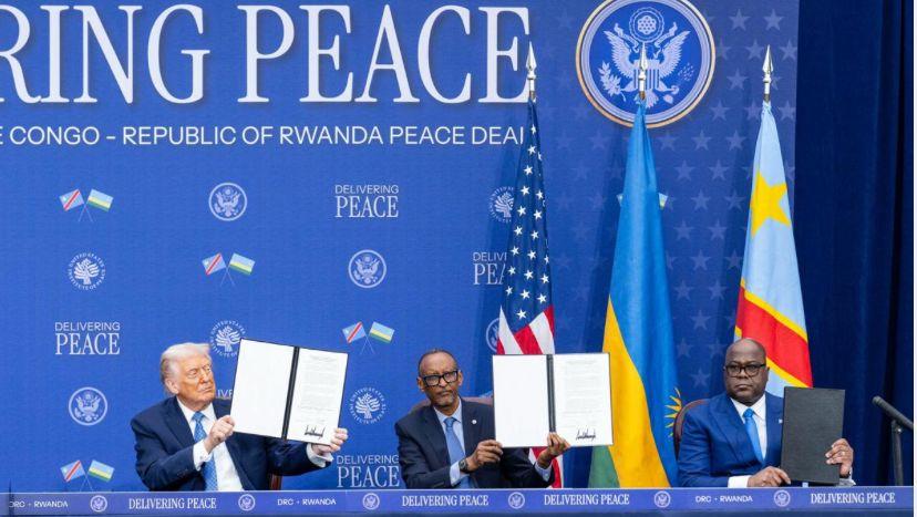 Cérémonie officielle de signature de l'accord entre la RDC et le Rwanda le 4 décembre 2025 à Washington, sous la médiation de Donald Trump, président des Etats-Unis@Maison Blanche