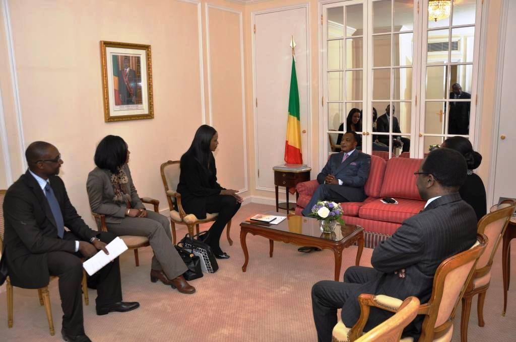 Quelques membres fondateurs du Rice ( Edwige Monbouli , Editn Itoua, Carmen Féviliyé, Francis Seck, Ambroise Loemba) reçus en audience par Denis Sassou N'Guesso,président ed la République du Congo en 2011@ Rice